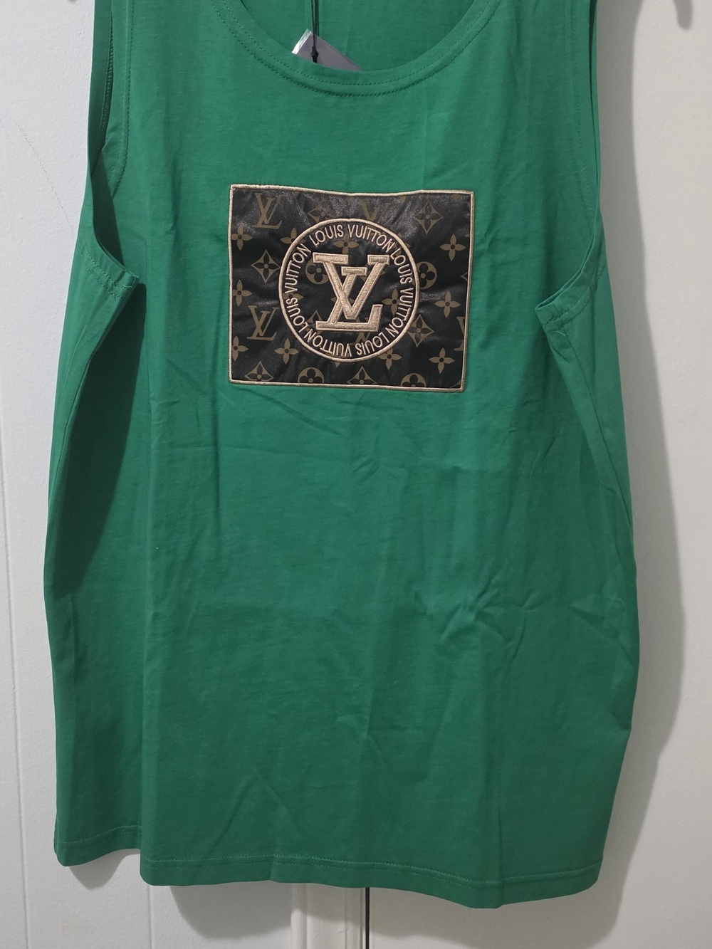 Louis Vuitton Emerald Green Sleeveless Tank with Monogram Patch